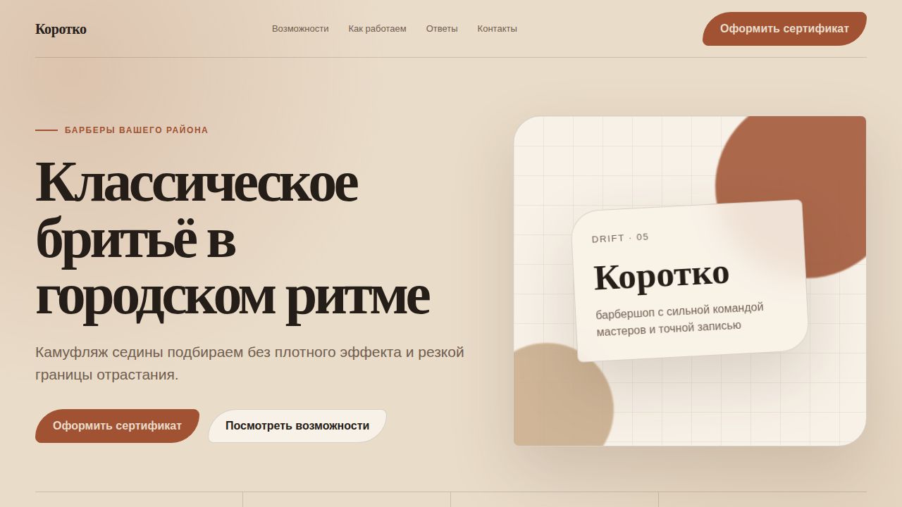 DRIFT — обложка примера сайта