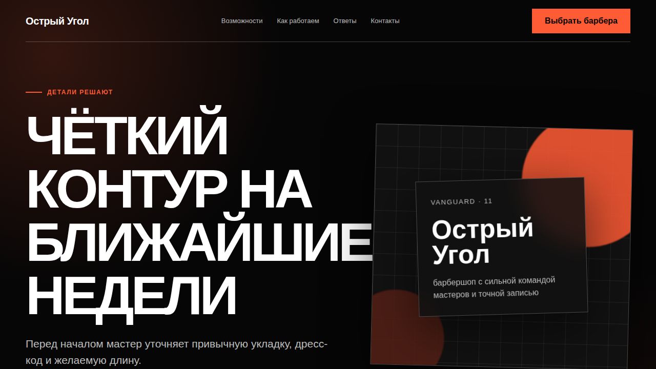 VANGUARD — обложка примера сайта