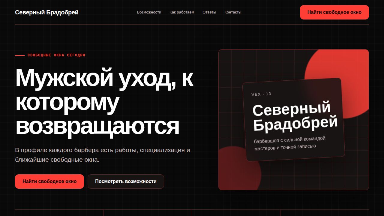 VEX — обложка примера сайта