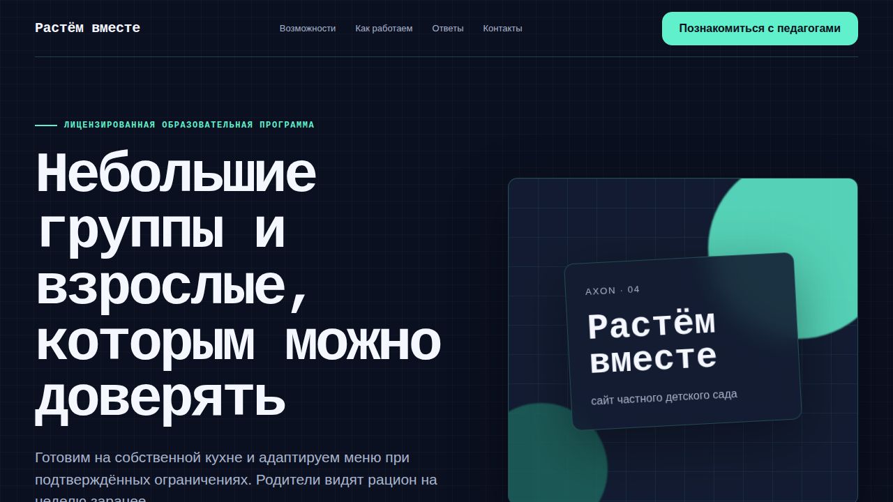 AXON — обложка примера сайта