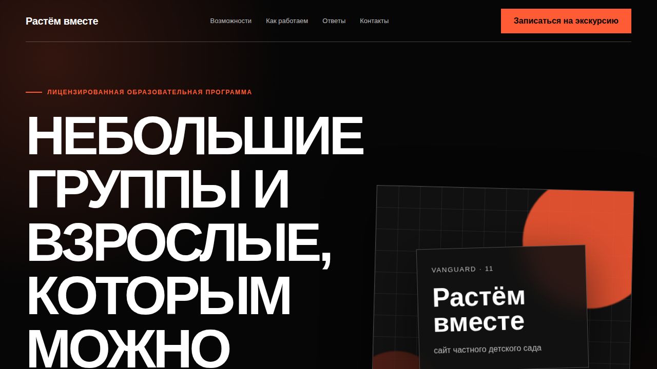 VANGUARD — обложка примера сайта