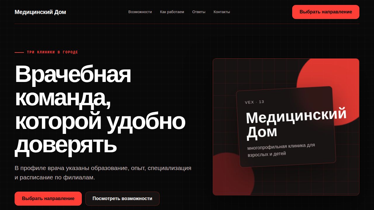VEX — обложка примера сайта