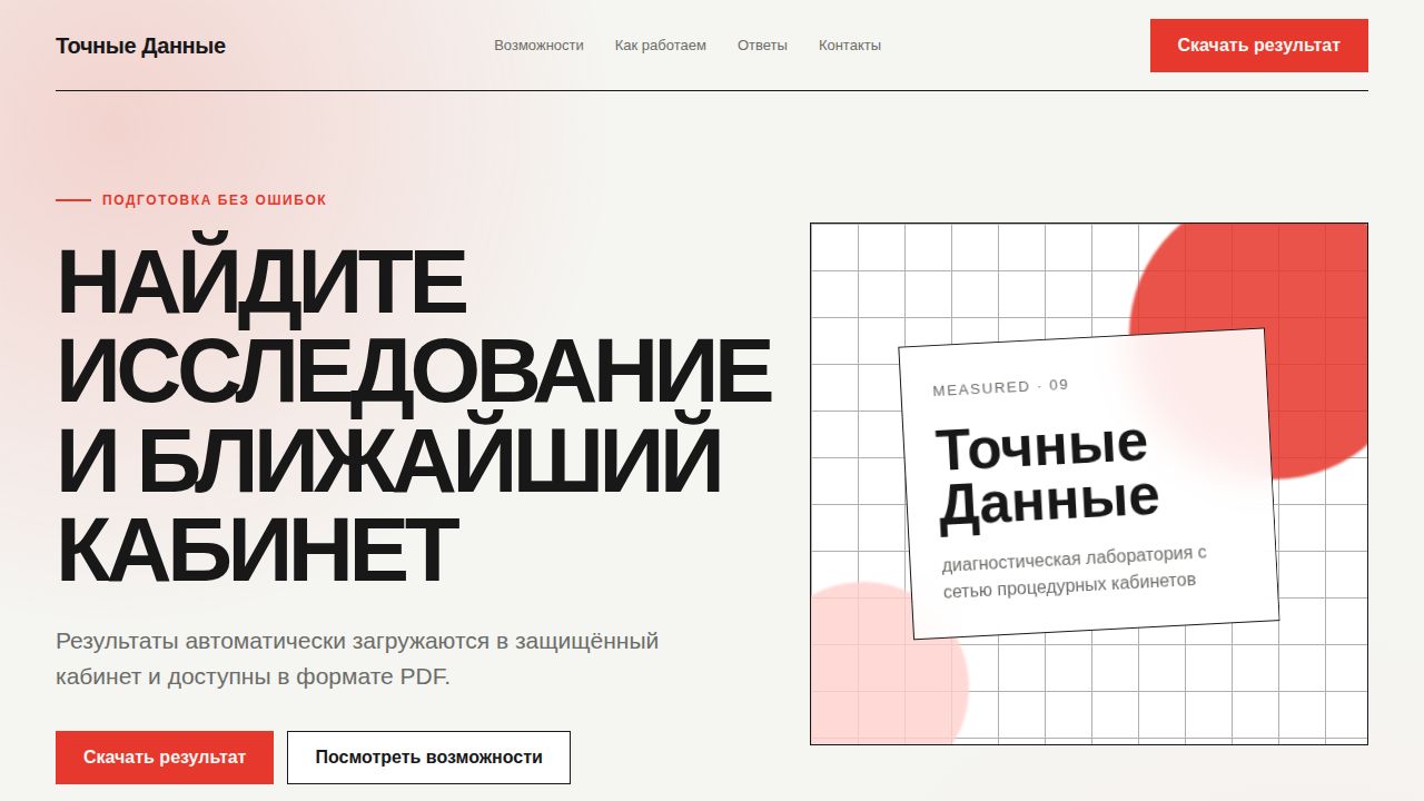 MEASURED — обложка примера сайта