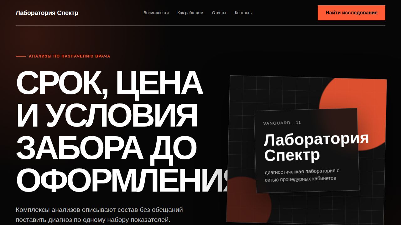 VANGUARD — обложка примера сайта