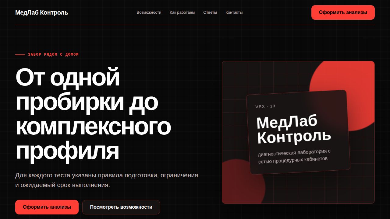 VEX — обложка примера сайта