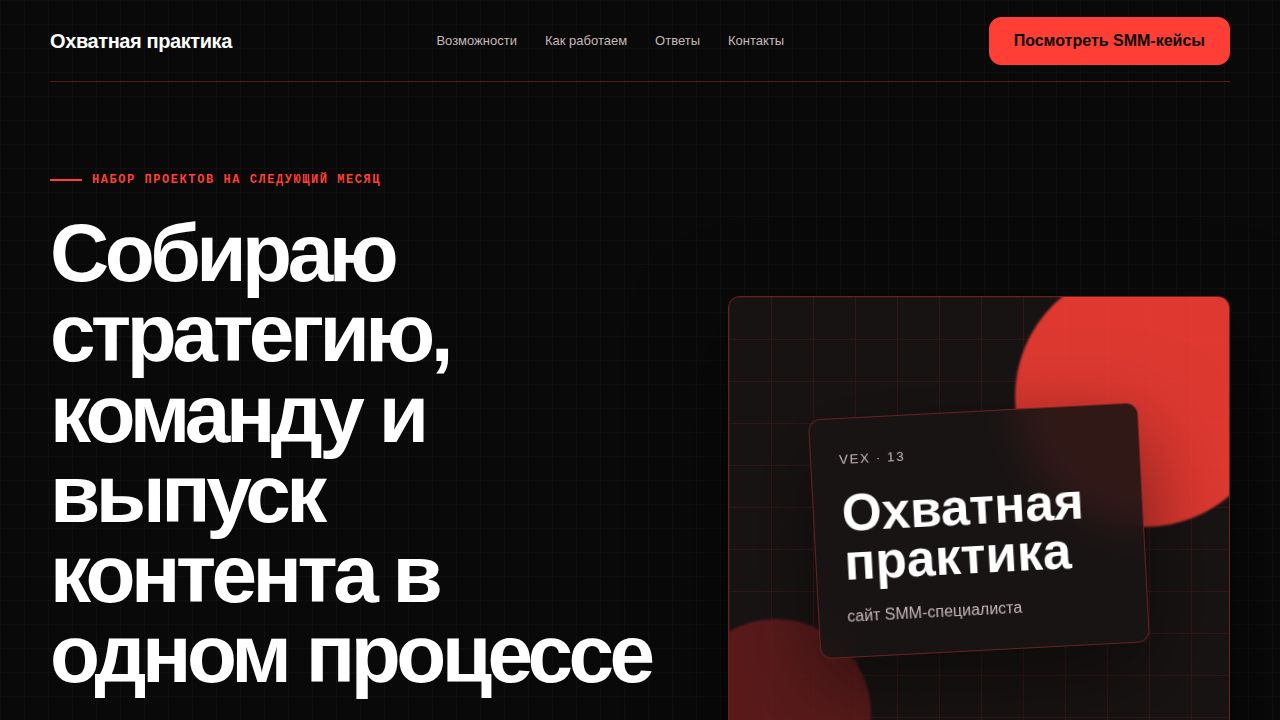 VEX — обложка примера сайта