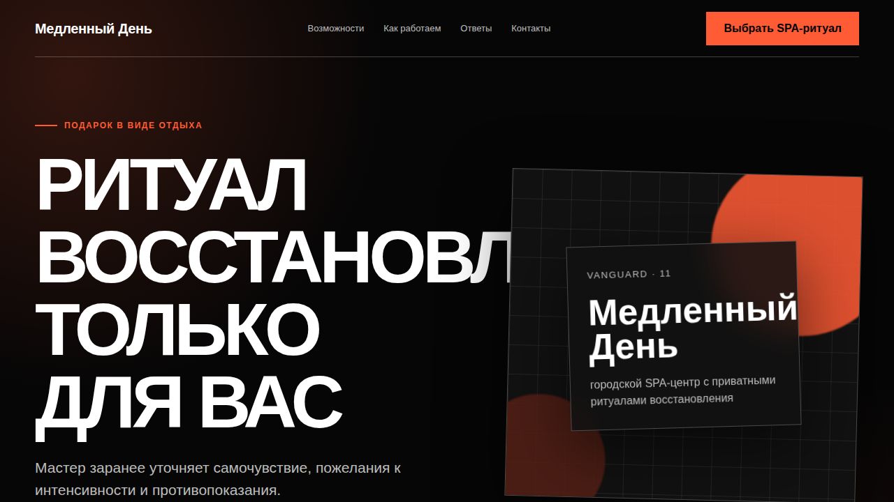VANGUARD — обложка примера сайта