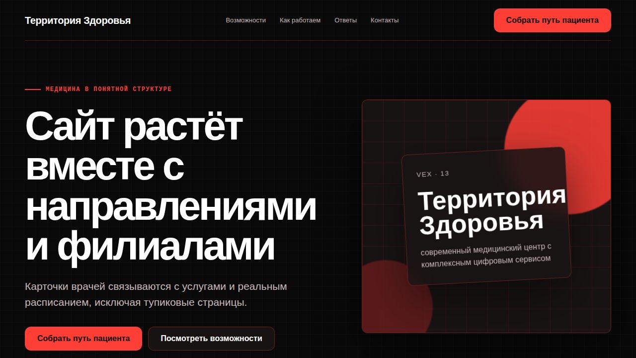 VEX — обложка примера сайта