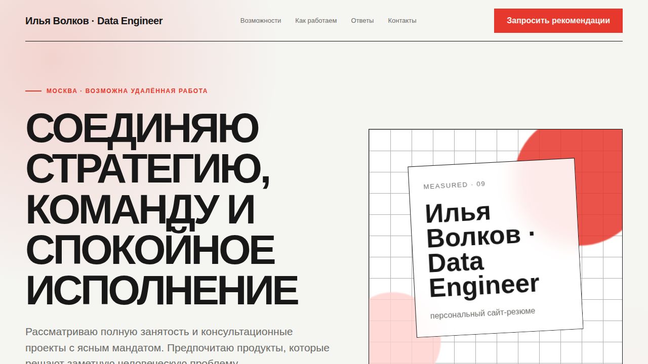 MEASURED — обложка примера сайта
