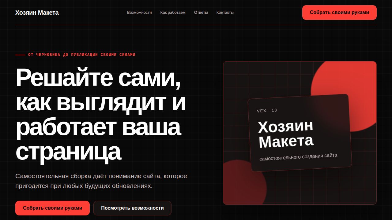 VEX — обложка примера сайта